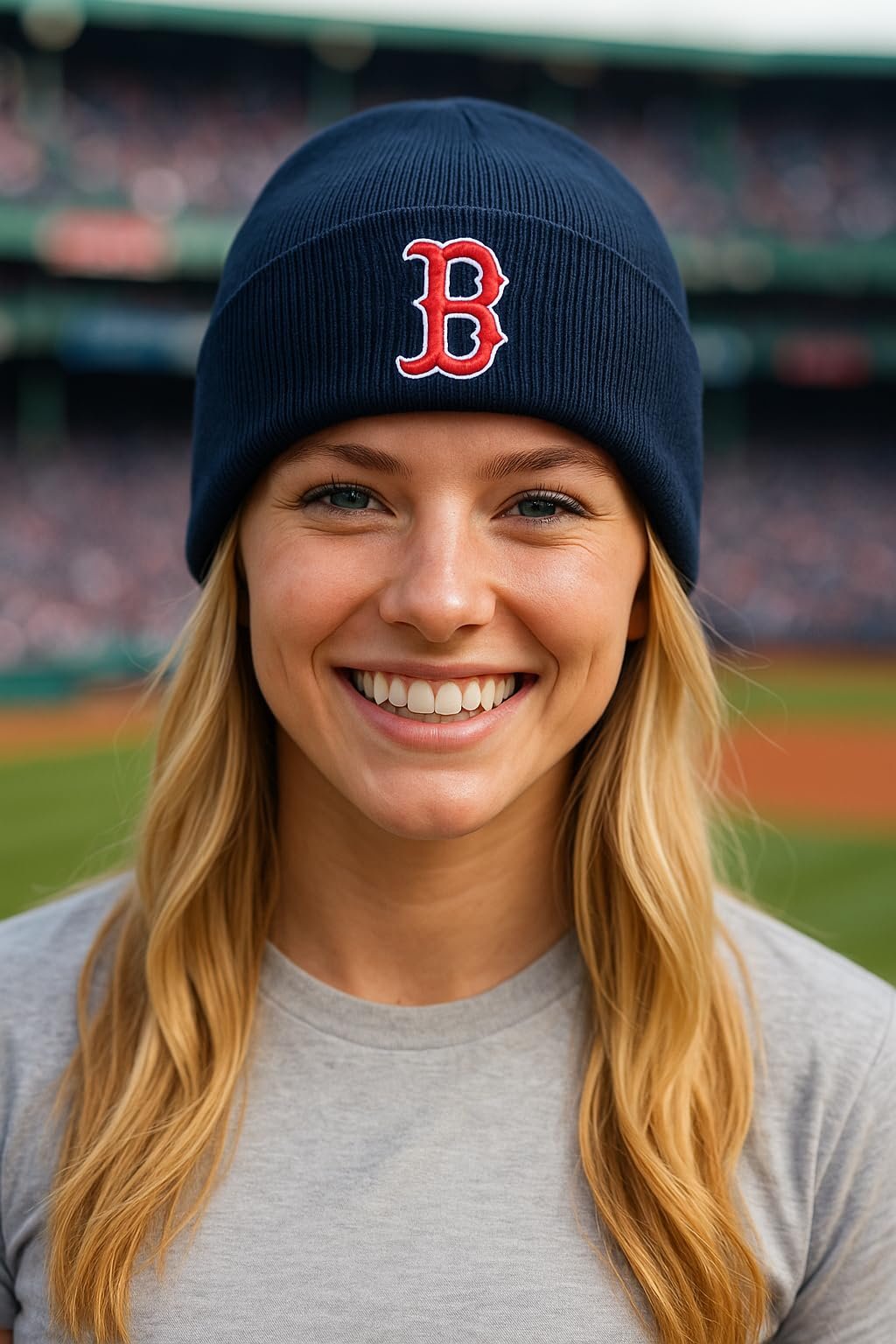 Officially Licensed Boston Red Sox Baseball Navy Cuffed Knit Beanie Hat Classic Edition Embroidered Red/White Team Logo Winter Sox Winter Cap Multicolor