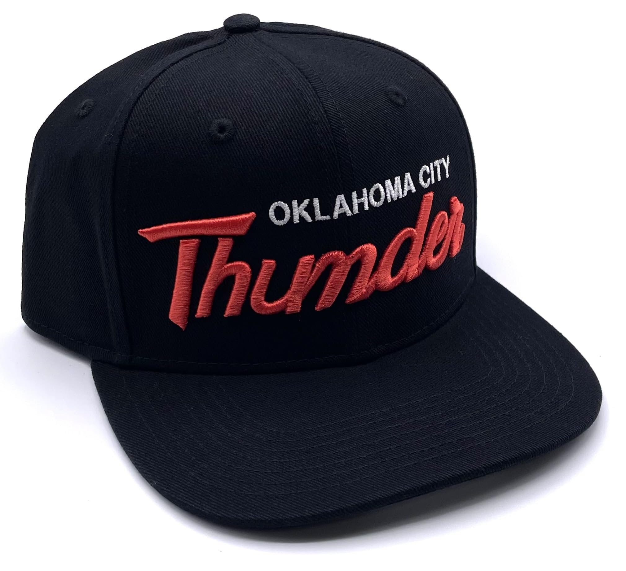 Officially Licensed Oklahoma City Basketball Classic Script Hat Adjustable Solid Embroidered OKC Team Logo Snapback Black Cap