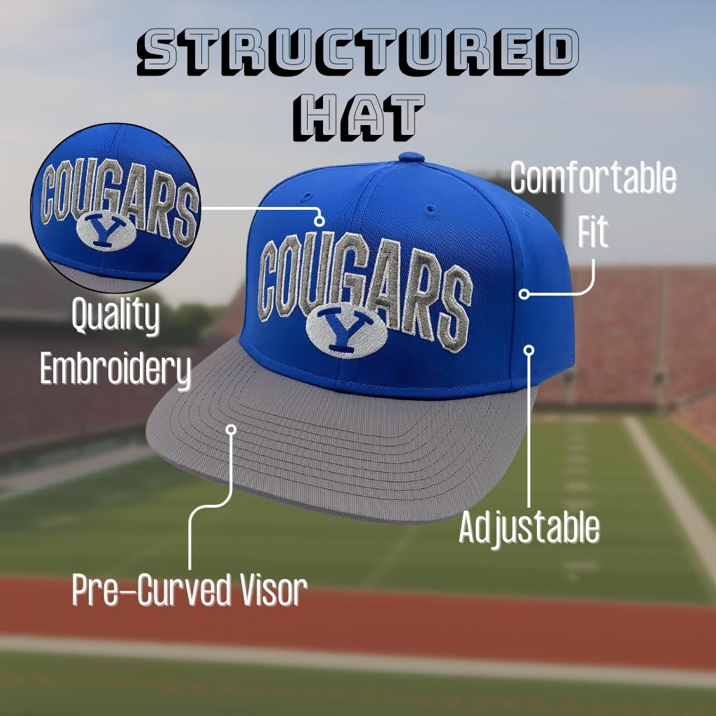 Officially Licensed BYU Cougars Classic Two-Tone Hat Adjustable Team Logo Structured Snapback Cap