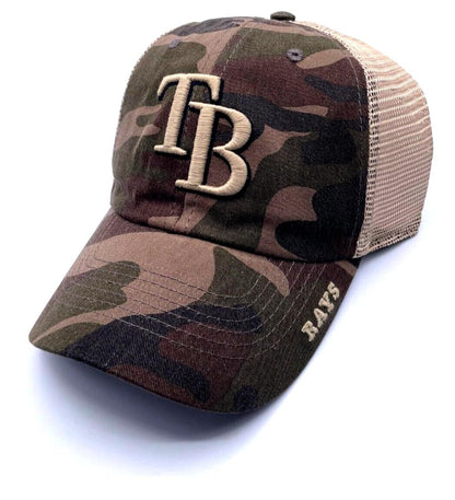 Tampa Bay Baseball Hat Classic Team Logo Adjustable Mesh Trucker Cap (Camo)