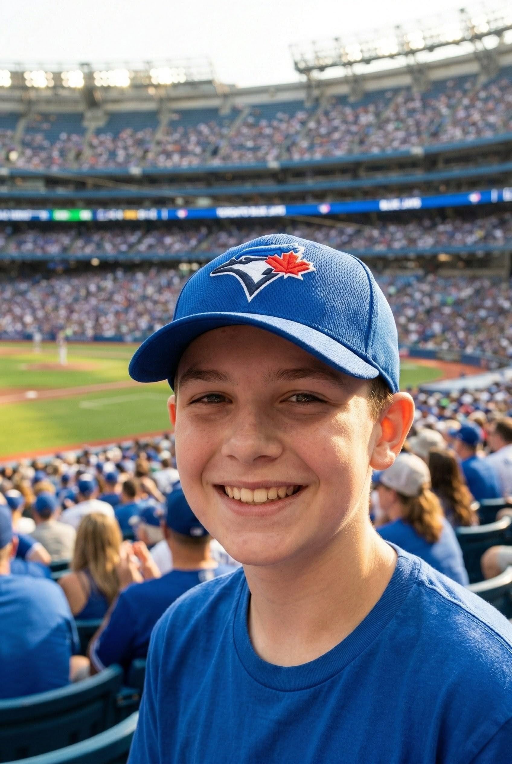 Officially Licensed Toronto Blue Jays Baseball Youth Boys Girls Baseball Hat Classic Primary Home Team Logo MVP Blue/White Adjustable Kids Sports Ball Cap