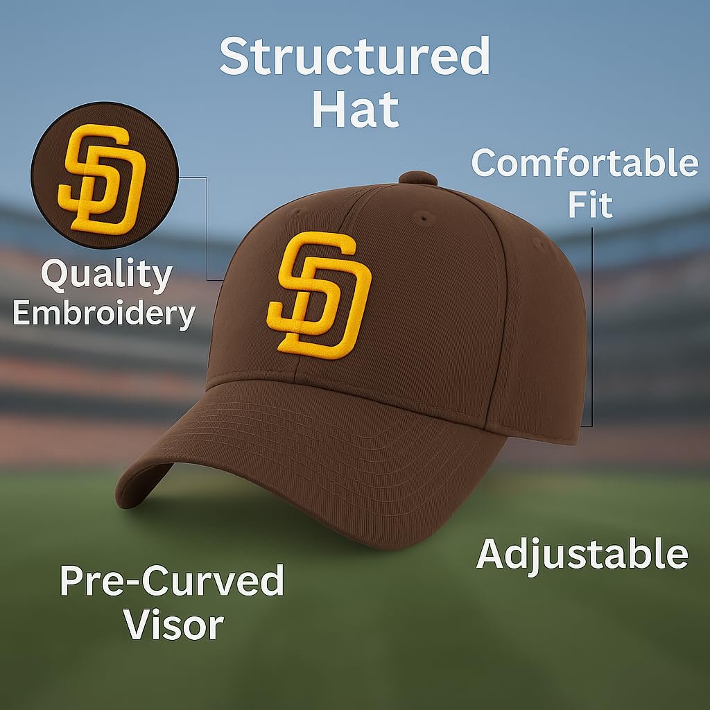 Officially Licensed San Diego Baseball MVP Hat Classic Team Logo Adjustable Embroidered Brown Cap