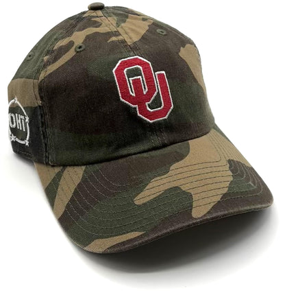 Officially Licensed Oklahoma University Camo Hat Classic USA Flag Embroidered Relaxed Fit Adjustable Team Logo Cap