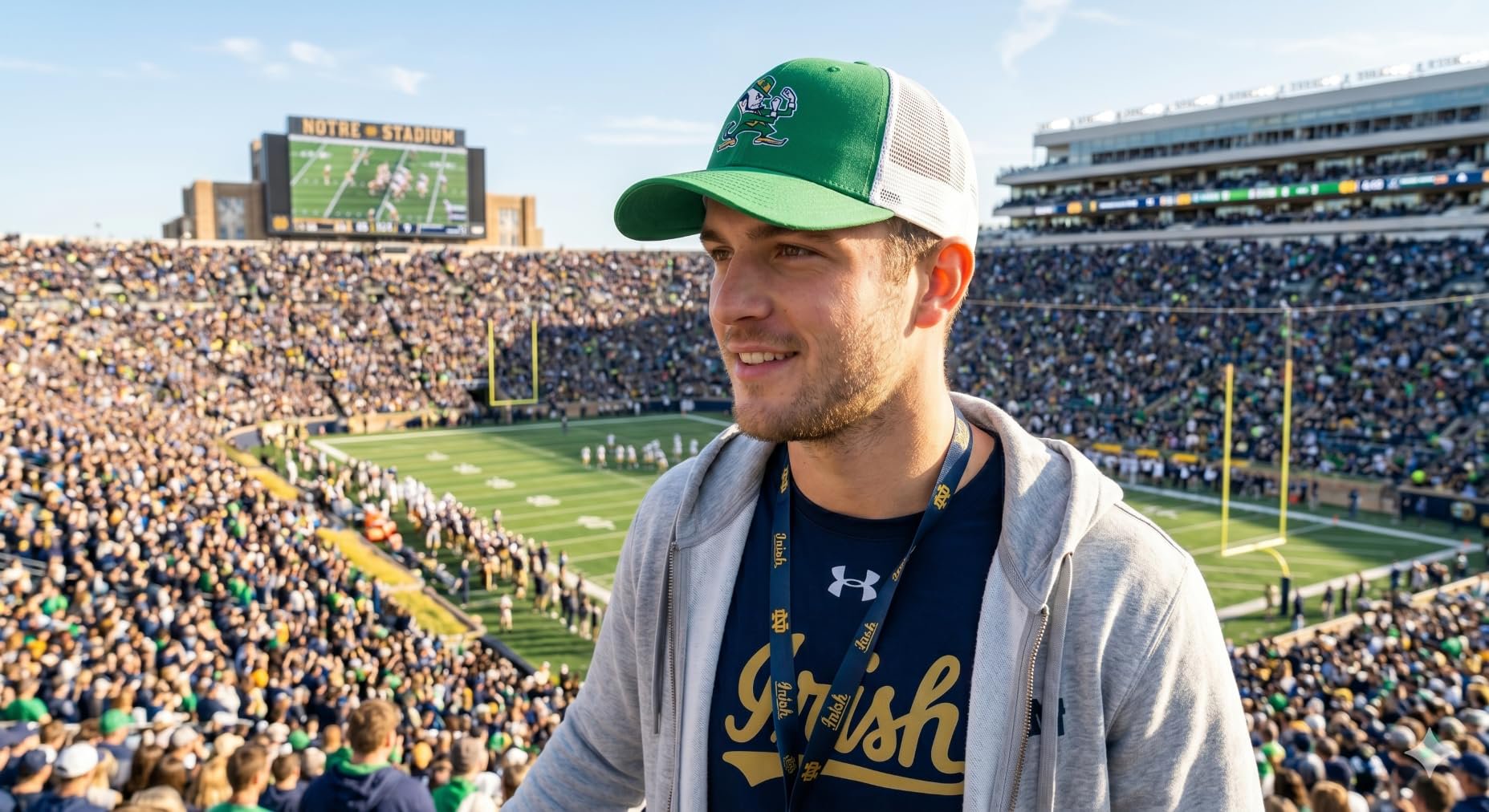 Officially Licensed Notre Dame Fighting Irish Classic Green/White Mesh Trucker Adjustable Hat
