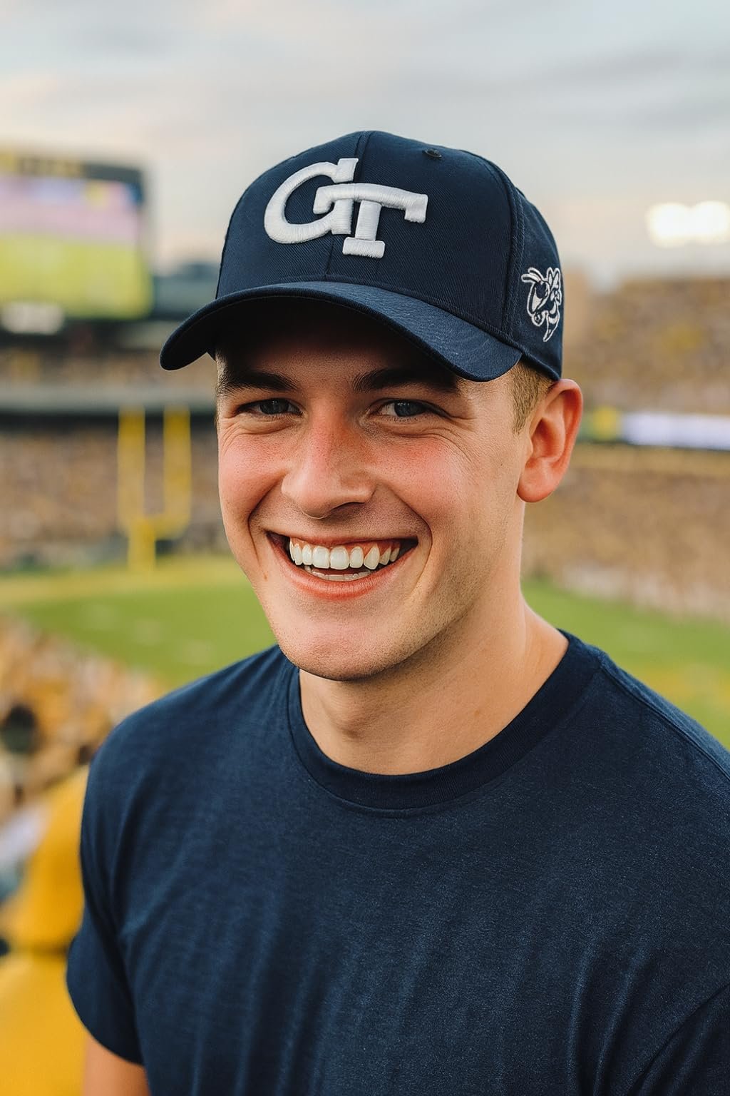 Officially Licensed Georgia Yellow Jackets Navy Blue/White MVP Hat Classic Edition Primary Team Logo Adjustable Embroidered Baseball Sports Ball Cap