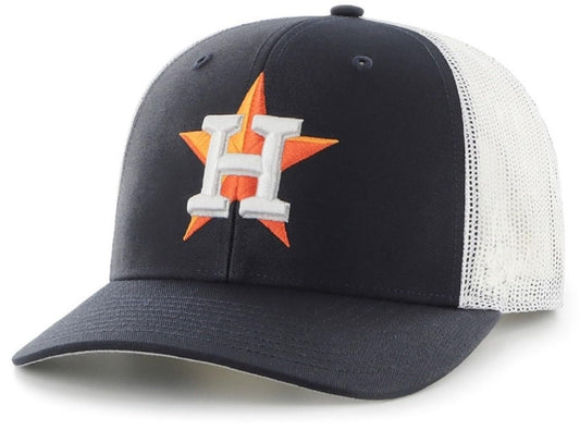 Officially Licensed Houston Trucker Hat Classic Home Team Logo Navy Blue/White Adjustable Embroidered Structured Mesh Cap