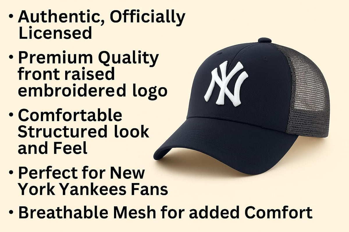 Officially Licensed New York Navy Mesh Trucker MVP Baseball Hat Classic Adjustable Embroidered Primary NY Navy Blue Team Logo Structured Snapback Sports Cap