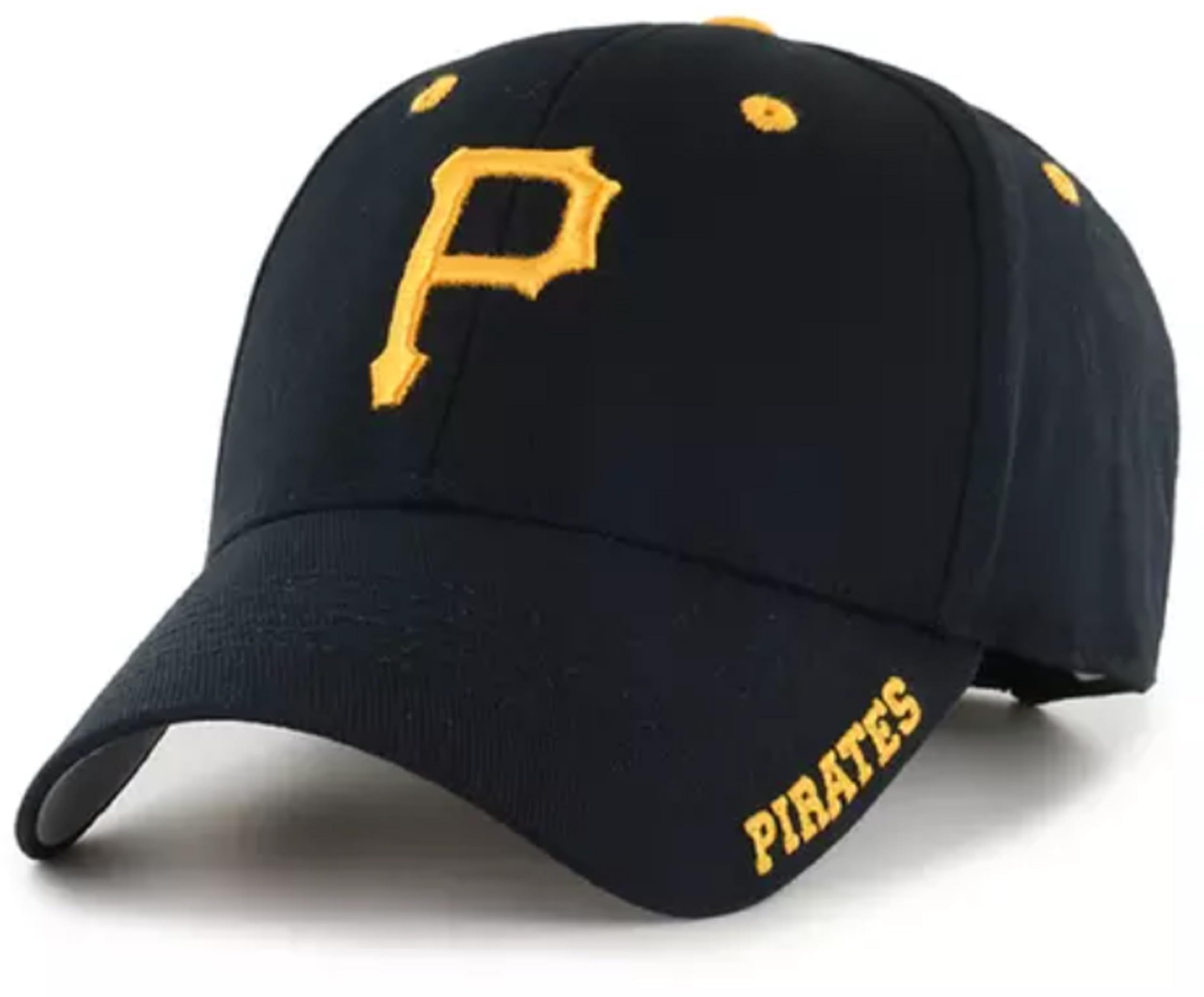 Officially Licensed Pittsburgh Baseball Classic Edition Hat Adjustable Embroidered Team Logo Structured MVP Black Cap