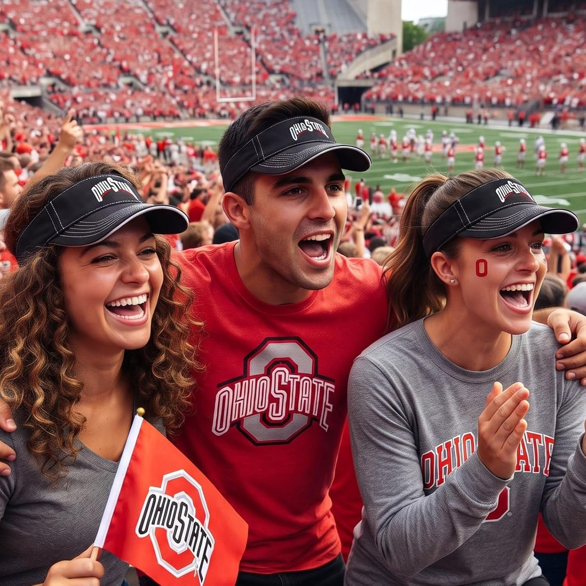 Ohio State Buckeyes Black Visor Multicolor Embroidered Logo, Unisex Cap
