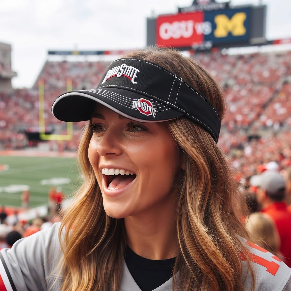 Ohio State Buckeyes Black Visor Multicolor Embroidered Logo, Unisex Cap