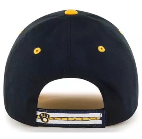 Officially Licensed Milwaukee Baseball Classic Edition Hat MVP Home Team Logo Adjustable Embroidered Structured Black Cap