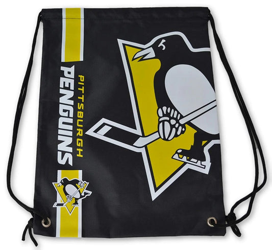 PITTSBURGH PENGUINS DRAWSTRING BACKPACK AUTHENTIC NHL HOCKEY TEAM LOGO NEW BAG