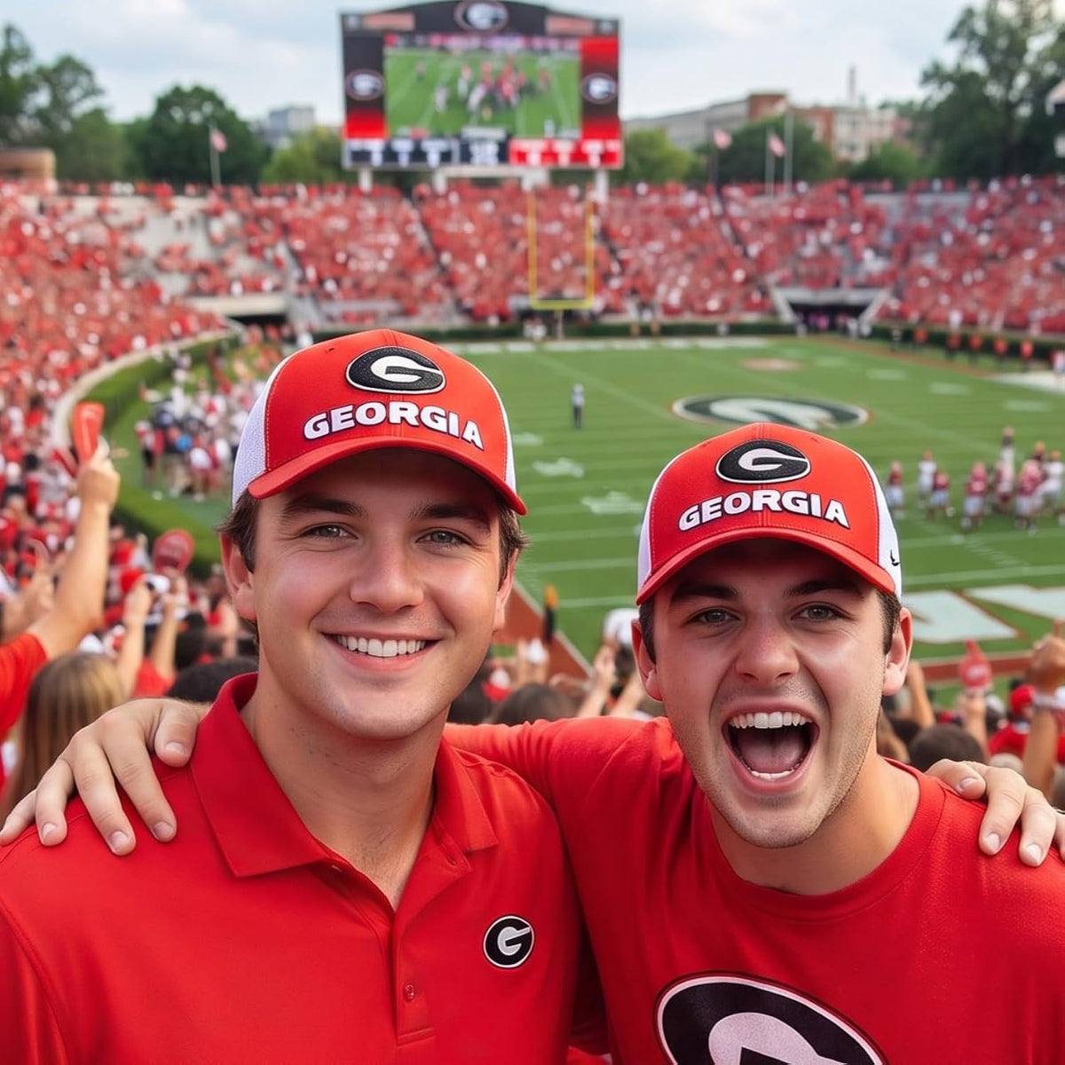 University Georgia Two-Tone Trucker Hat Adjustable Bulldogs Mesh Cap