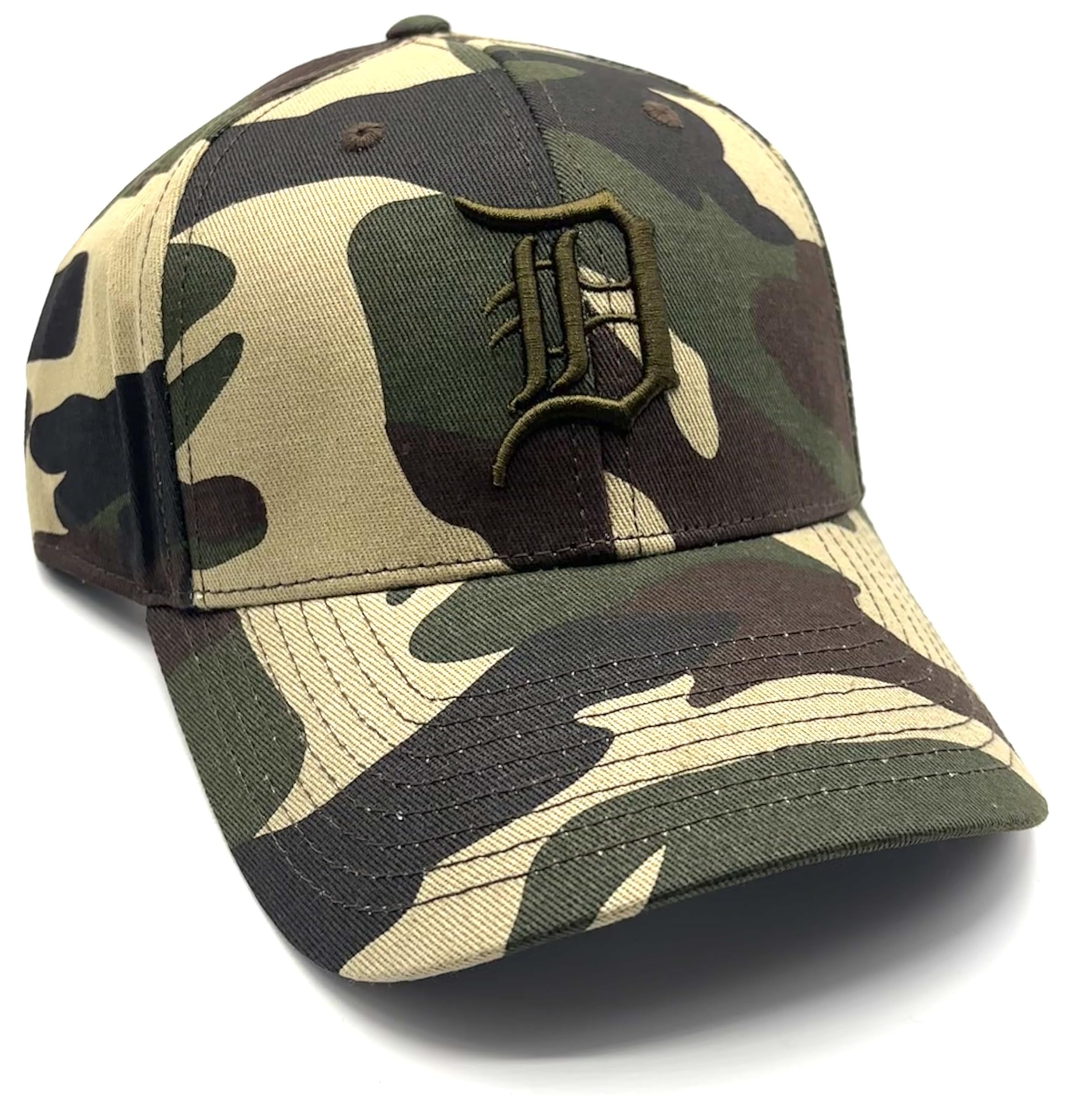 Officially Licensed Detroit Tigers Baseball Camouflage Hat Classic Orange Team Logo Adjustable MVP Structured Embroidered Cap