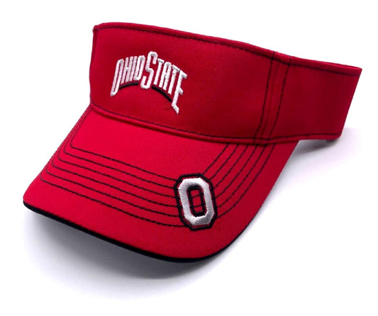 Officially Licensed Ohio State Visor Hat Classic Edition Adjustable Team Logo Embroidered Cap (Red)