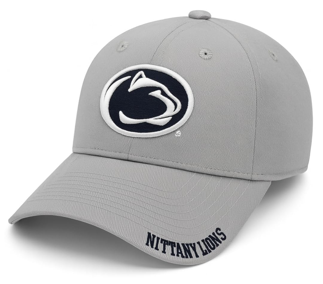 Officially Licensed Penn State Nittany Lions Baseball Hat Gray/Blue Relaxed Fit Clean Up Hat Primary Team Logo Adjustable Sports Ball Cap
