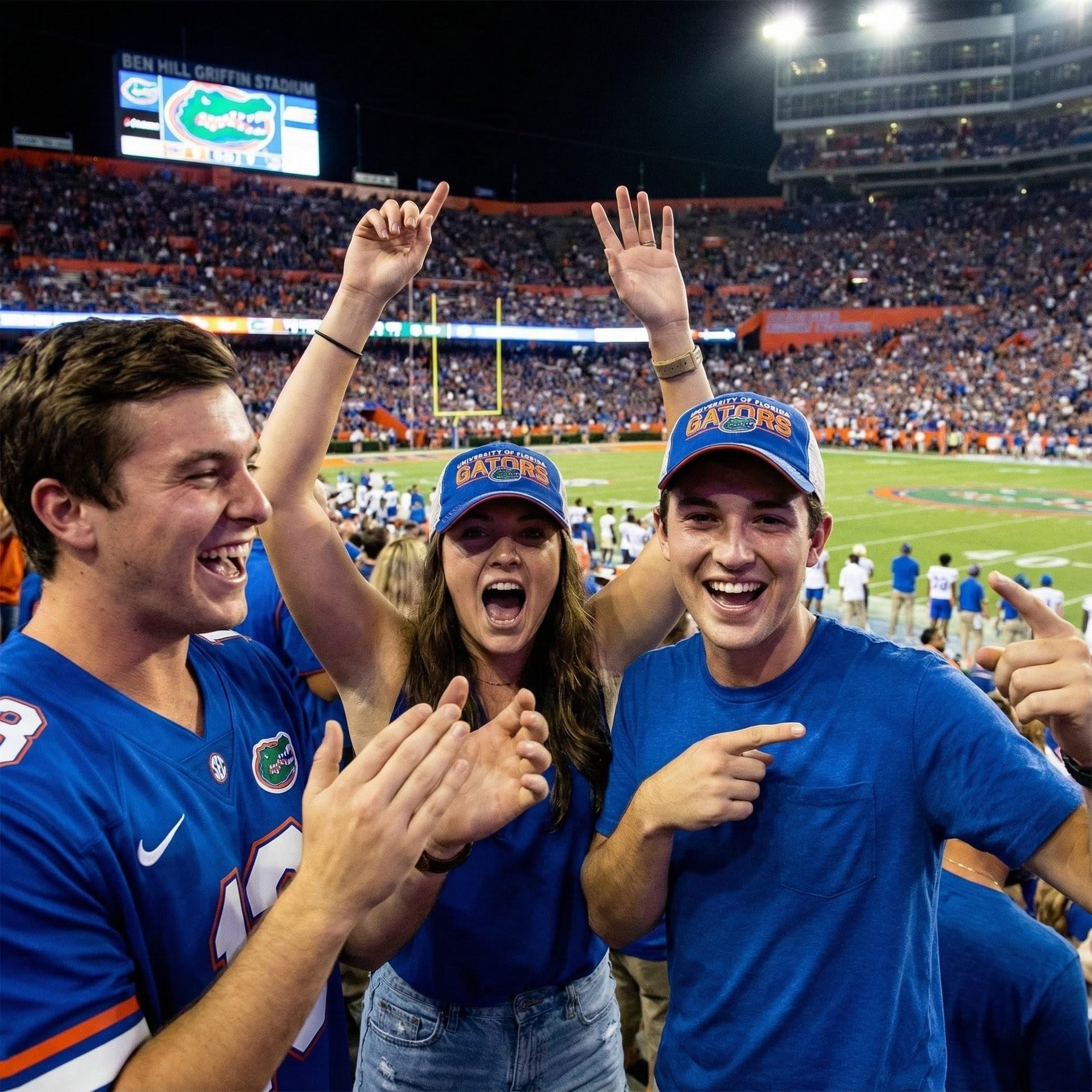Officially Licensed University of Florida Gators Blue Mesh Trucker Snapback Hat Classic Primary Home Embroidered Team Logo Adjustable Baseball MVP Sports Ball Cap