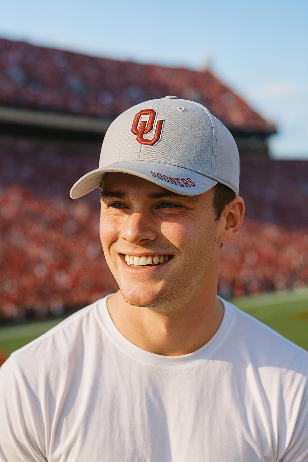 Officially Licensed Oklahoma University Sooners Hat Classic Adjustable Gray Relaxed Fit Embroidered Primary Team Logo Baseball Sports Cap