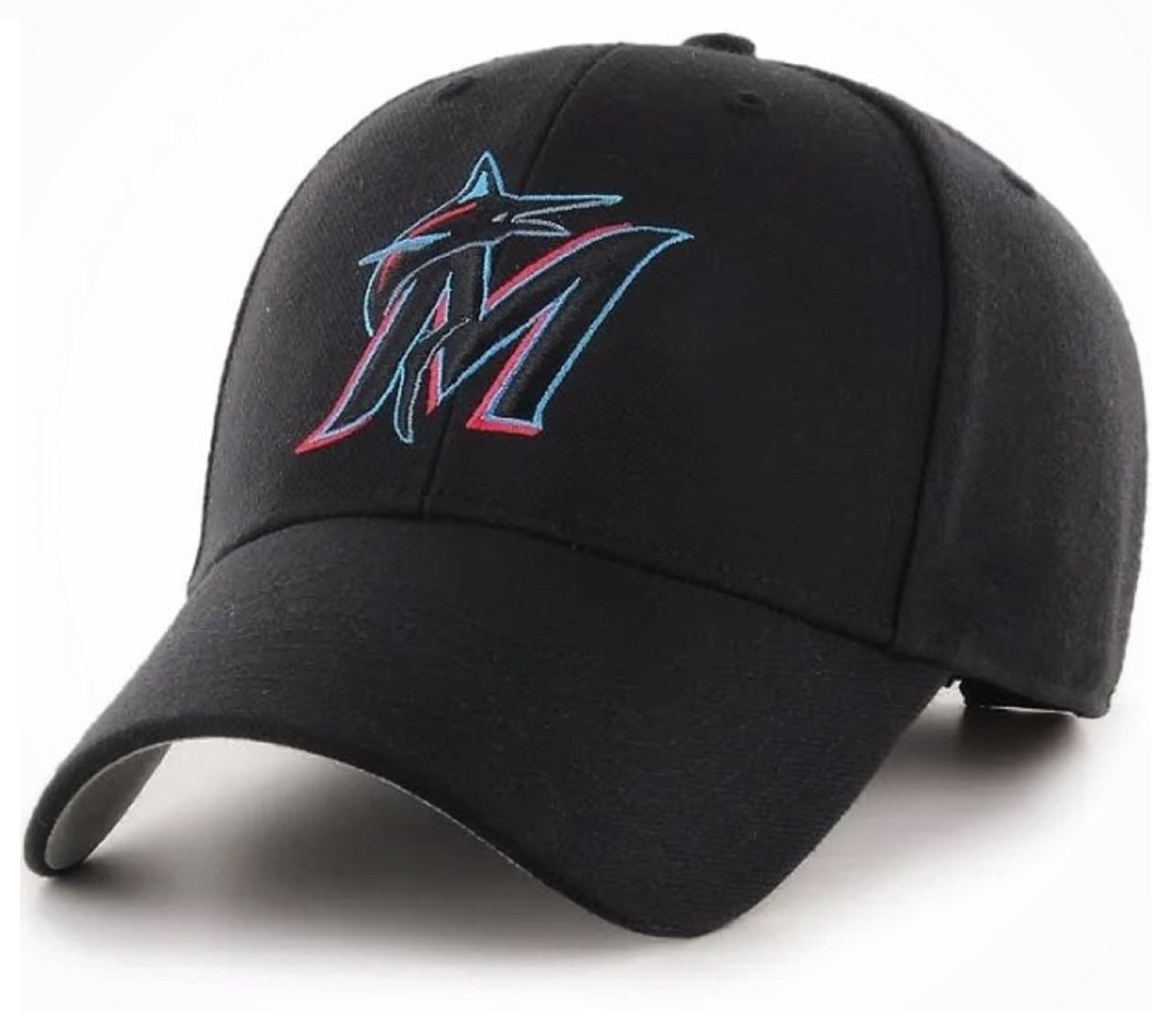 Officially Licensed Miami Baseball MVP Hat Adjustable Classic Team Logo Embroidered Solid Black Structured Cap