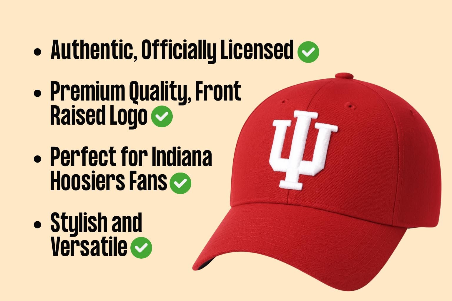 Officially Licensed University of Indiana Hoosiers MVP Hat Classic Adjustable Embroidered Team Logo Structured Cap