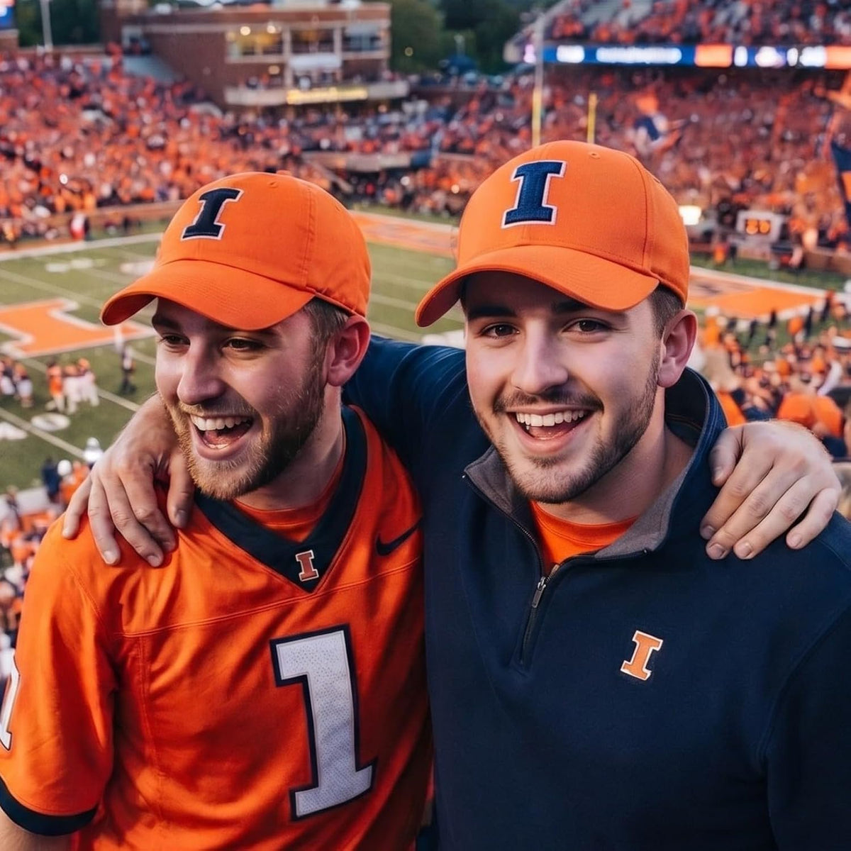 Illinois University Orange MVP Hat with Classic Navy 'I' Logo on Front