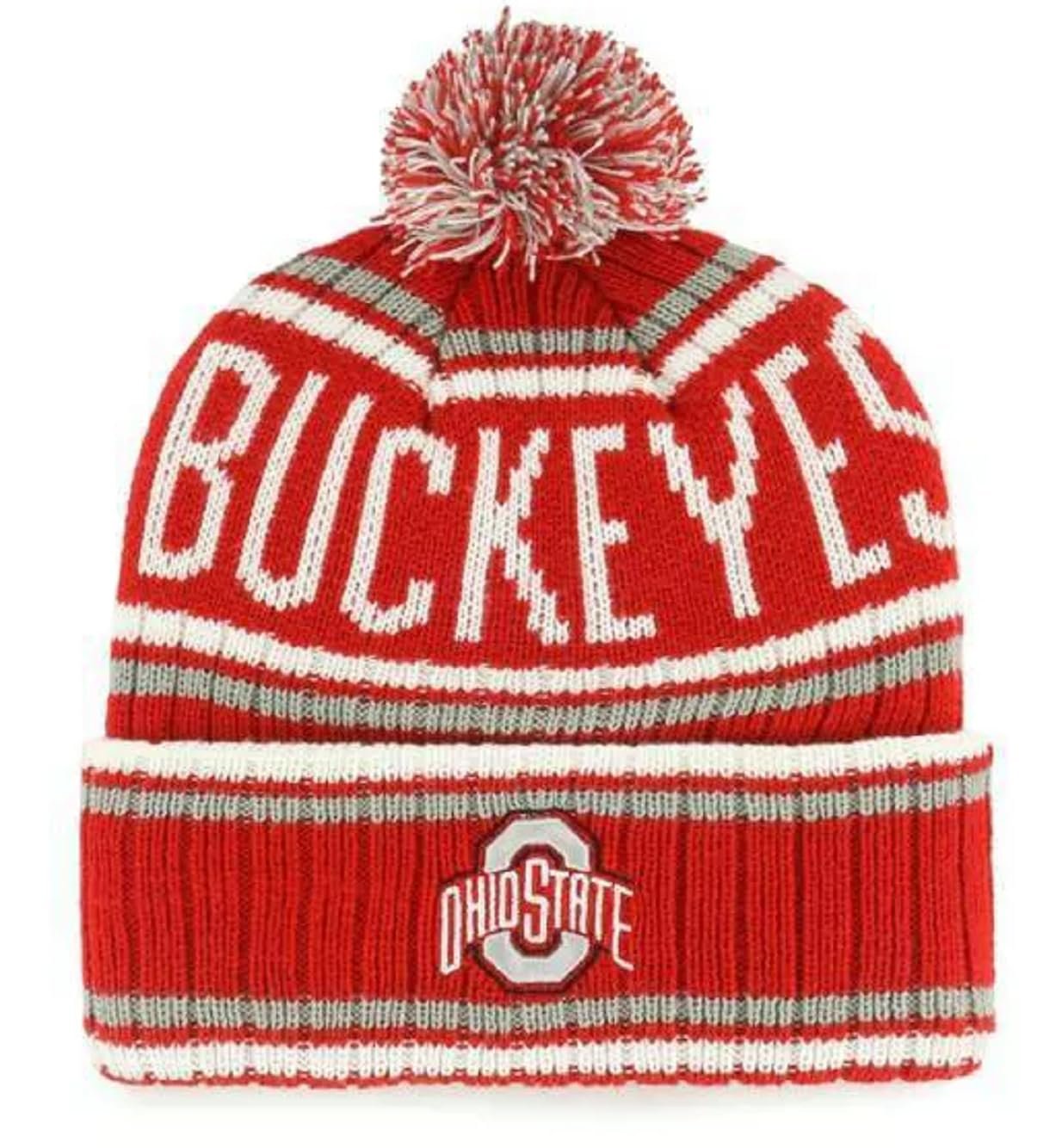 Officially Licensed Ohio State Cuffed Knit Pom Beanie Hat Classic Edition Embroidered Team Logo Saskatoon Winter Cap