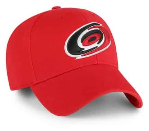 Officially Licensed Carolina Hockey Hat Classic Home Team Logo Adjustable MVP Red Structured Cap