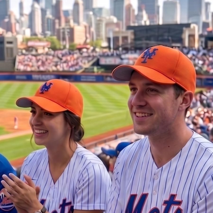 Officially Licensed New York Mets Orange MVP Hat Embroidered Iconic Blue NY Logo Cap