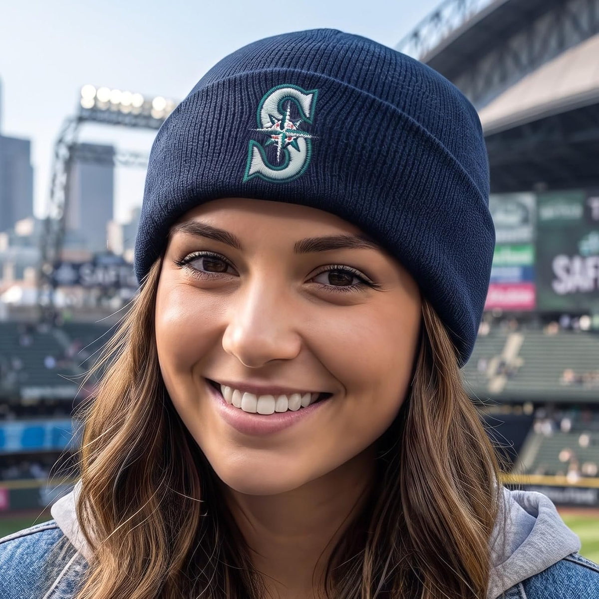 Seattle Mariners Navy Blue Cuff Knit Beanie Iconic 'S' Embroidered Logo