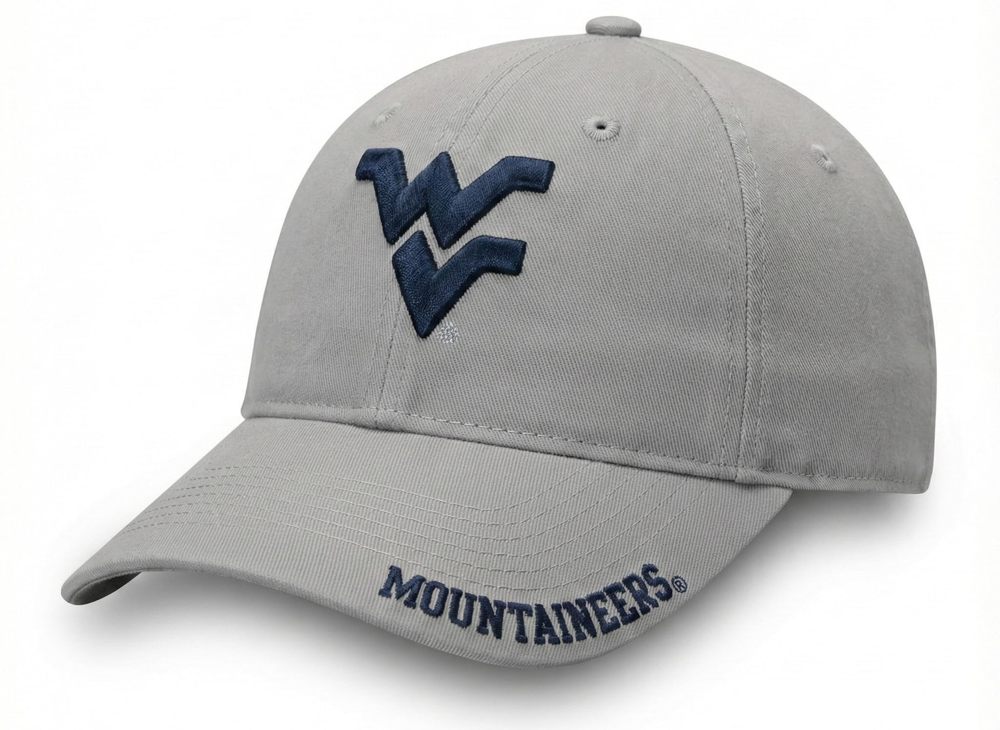 Officially Licensed West Virginia Mountaineers Hat Classic Edition Gray Relaxed Fit Adjustable University Primary Team Logo Baseball Sports Cap