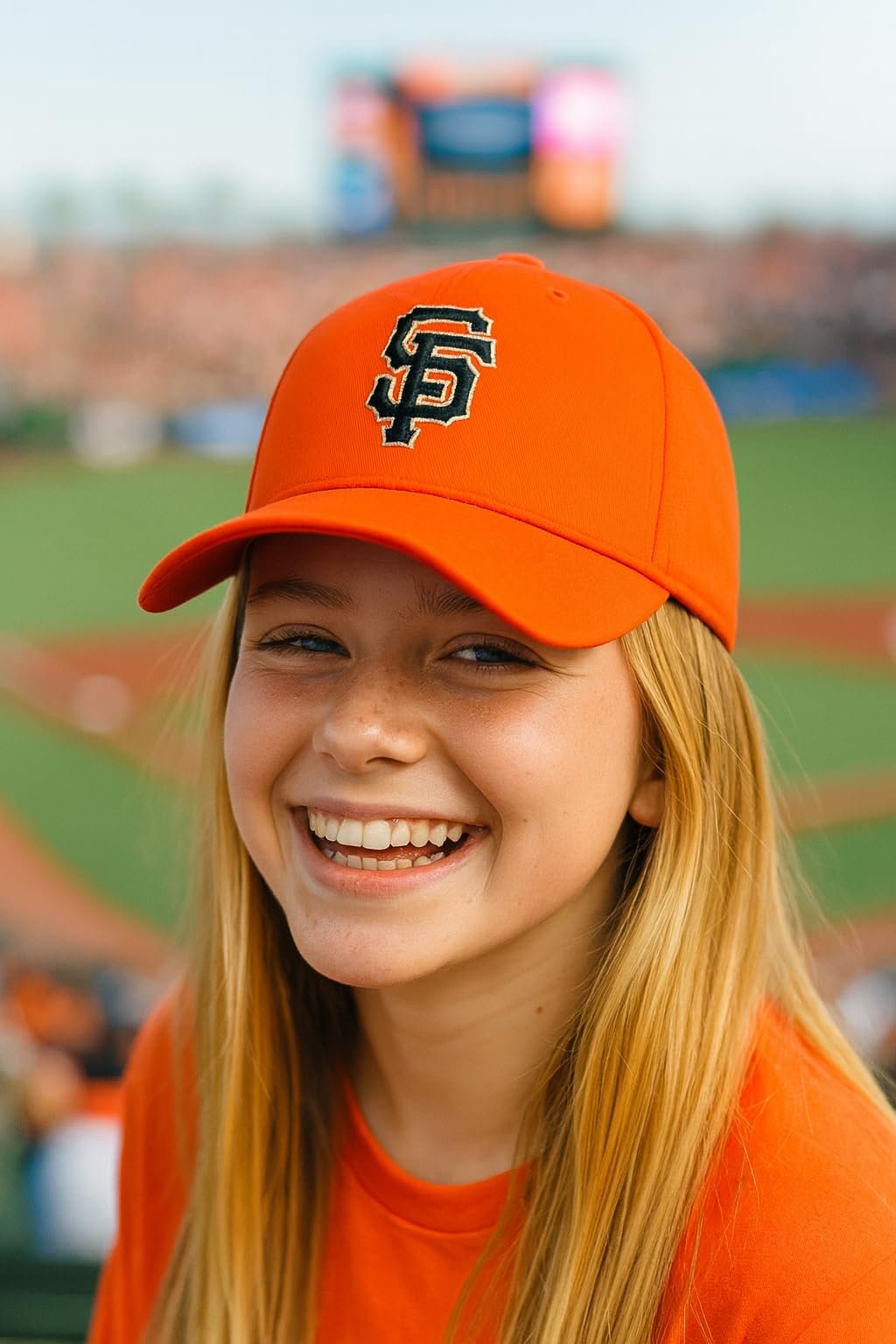 Officially Licensed San Francisco Giants Youth Boys Girls Baseball Hat Classic Orange MVP Adjustable Embroidered SF Home Team Logo Structured Kids Sports Ball Cap