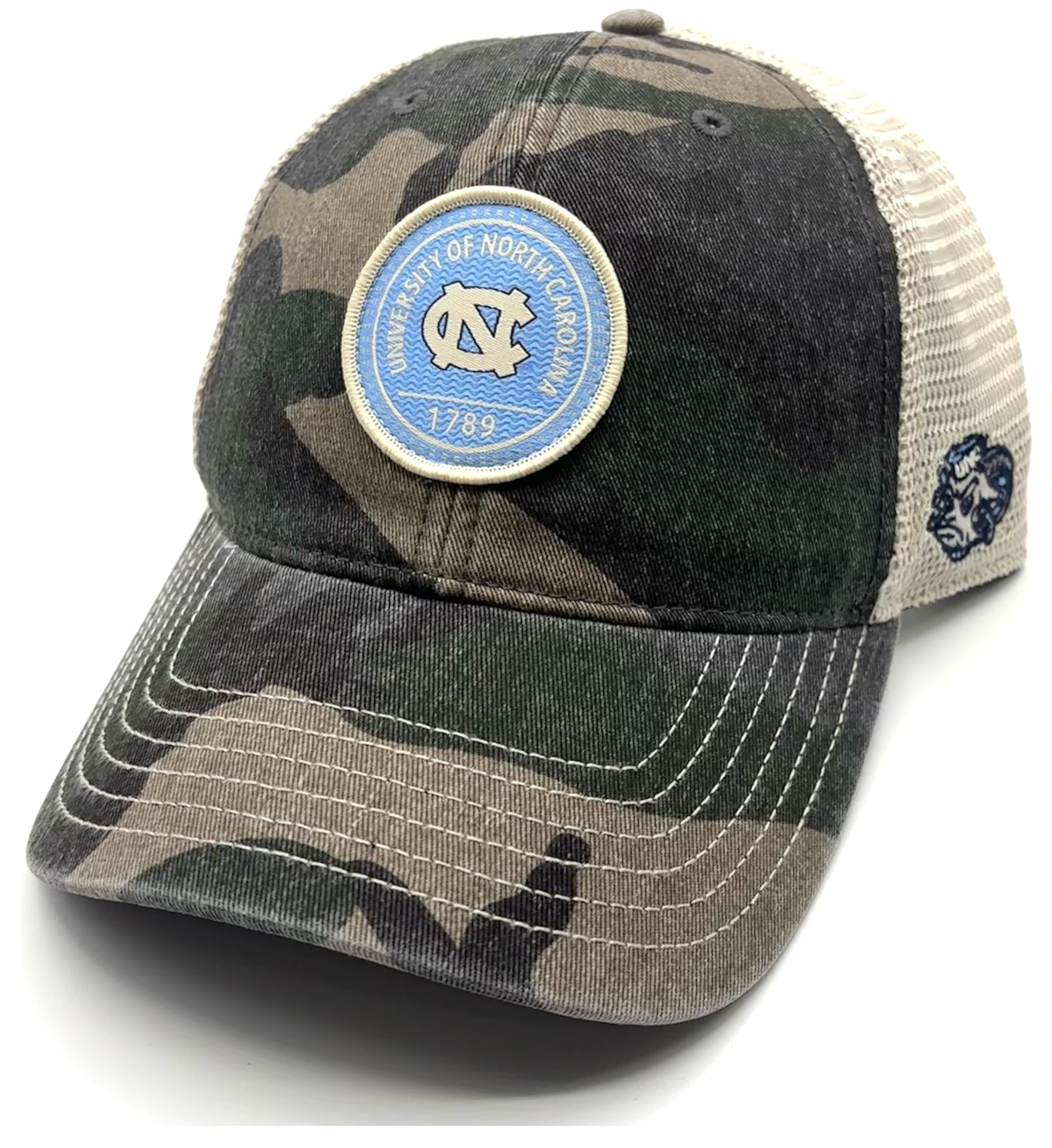 Officially Licensed UNC Hat Classic Camo Mesh Trucker Tar Heels Adjustable University North Carolina Relaxed Fit Snapback Cap Multicolor