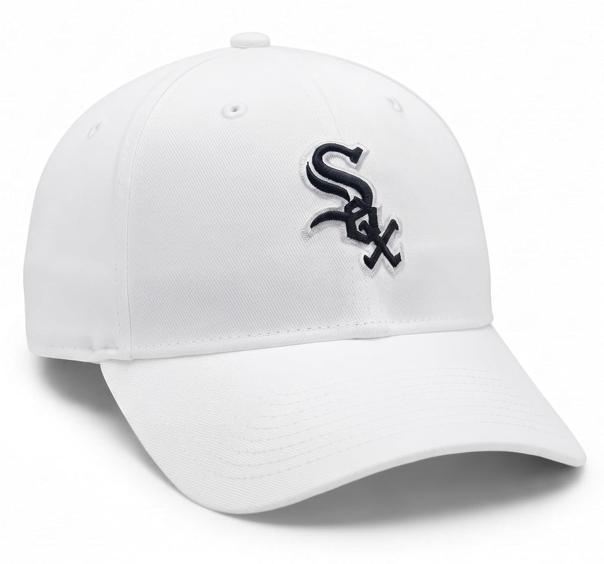 Chicago White Sox Youth MVP Hat White with Black Logo Cap for Boys & Girls