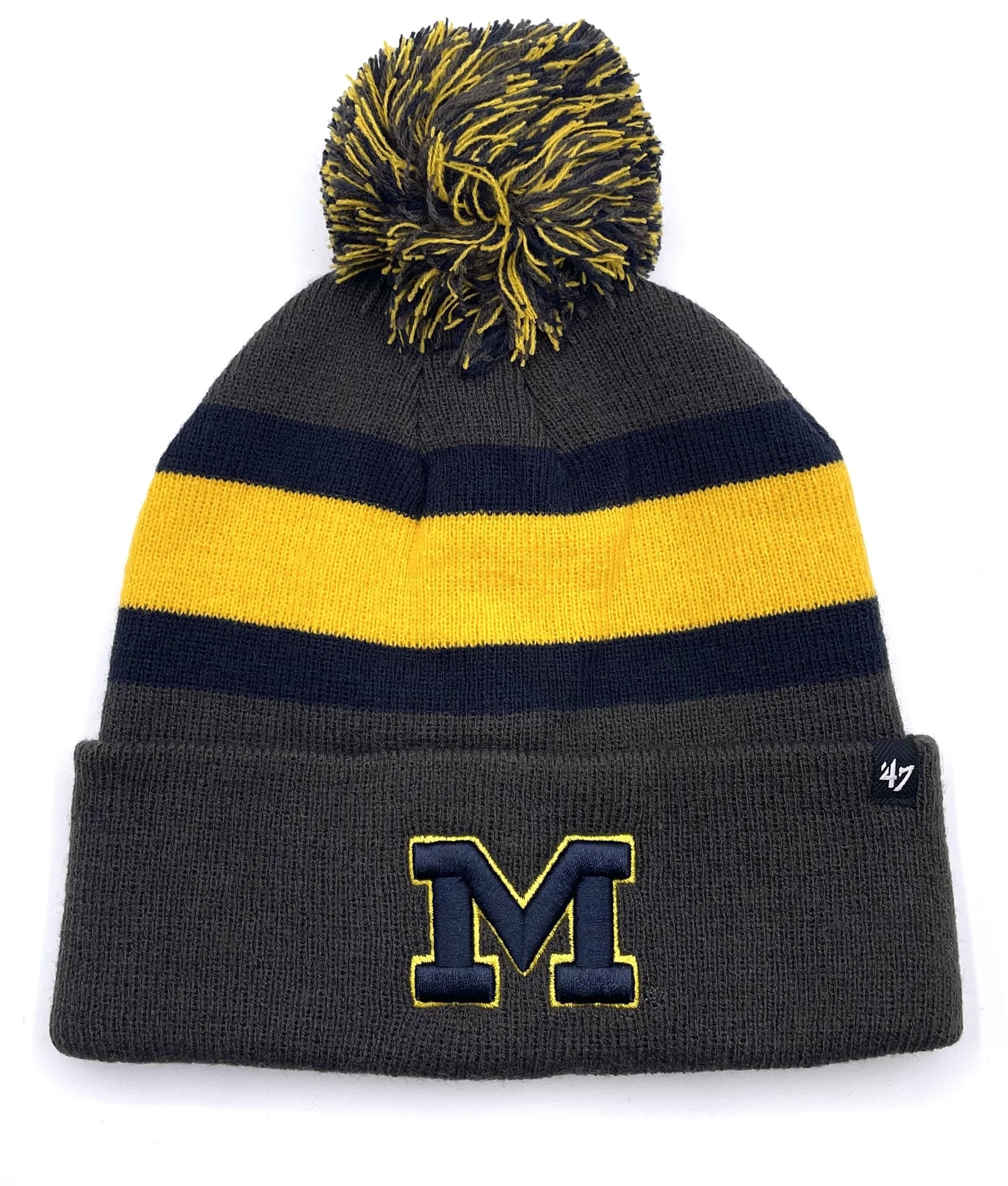 University of Michigan Wolverines Breakaway Cuffed Knit Beanie Hat with Pom Multicolor NCAA