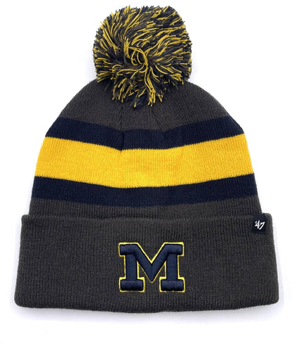 University of Michigan Wolverines Breakaway Cuffed Knit Beanie Hat with Pom Multicolor NCAA