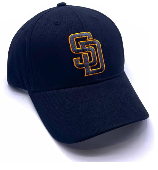 Officially Licensed San Diego Baseball MVP Black Hat Adjustable Embroidered Classic Team Logo Structured Cap