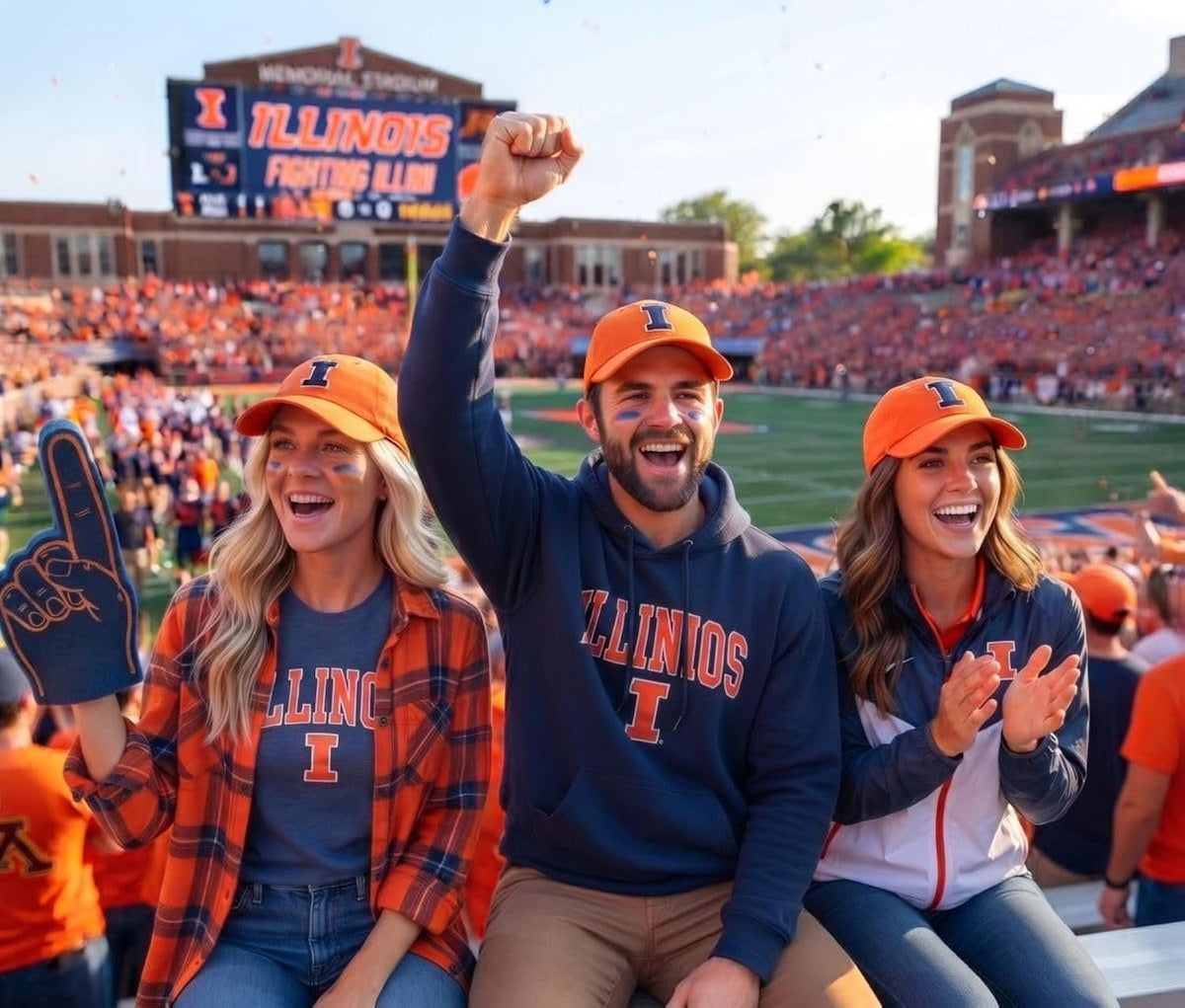 Illinois University Orange MVP Hat with Classic Navy 'I' Logo on Front