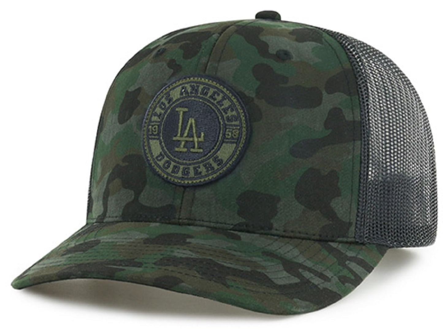 Officially Licensed Los Angeles Baseball Camo Mesh Trucker Hat Classic LA Team Logo Adjustable Two-Tone Structured Cap Multicolor