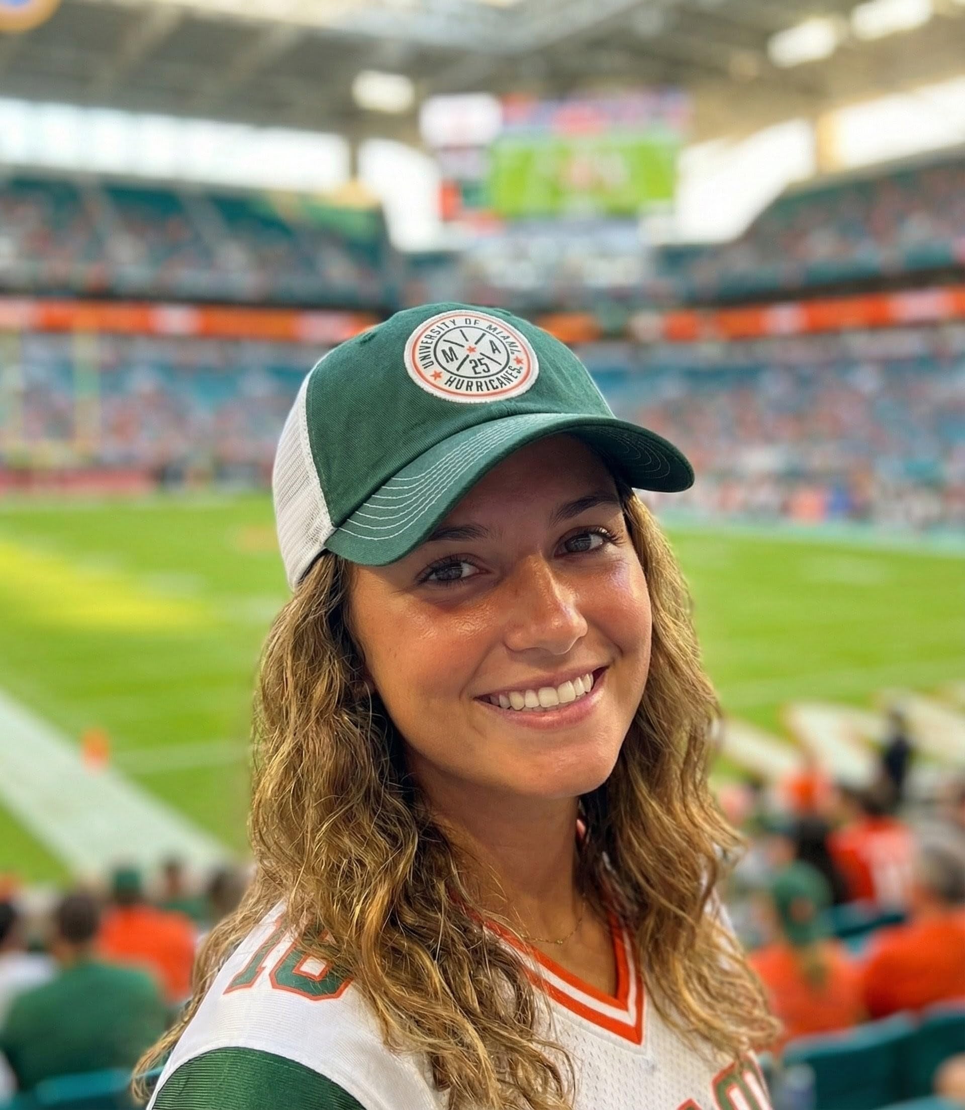 Officially Licensed University of Miami Hurricanes Hat Classic Green/White Relaxed Fit Team Logo Adjustable Mesh Trucker Snapback Baseball Sports Cap