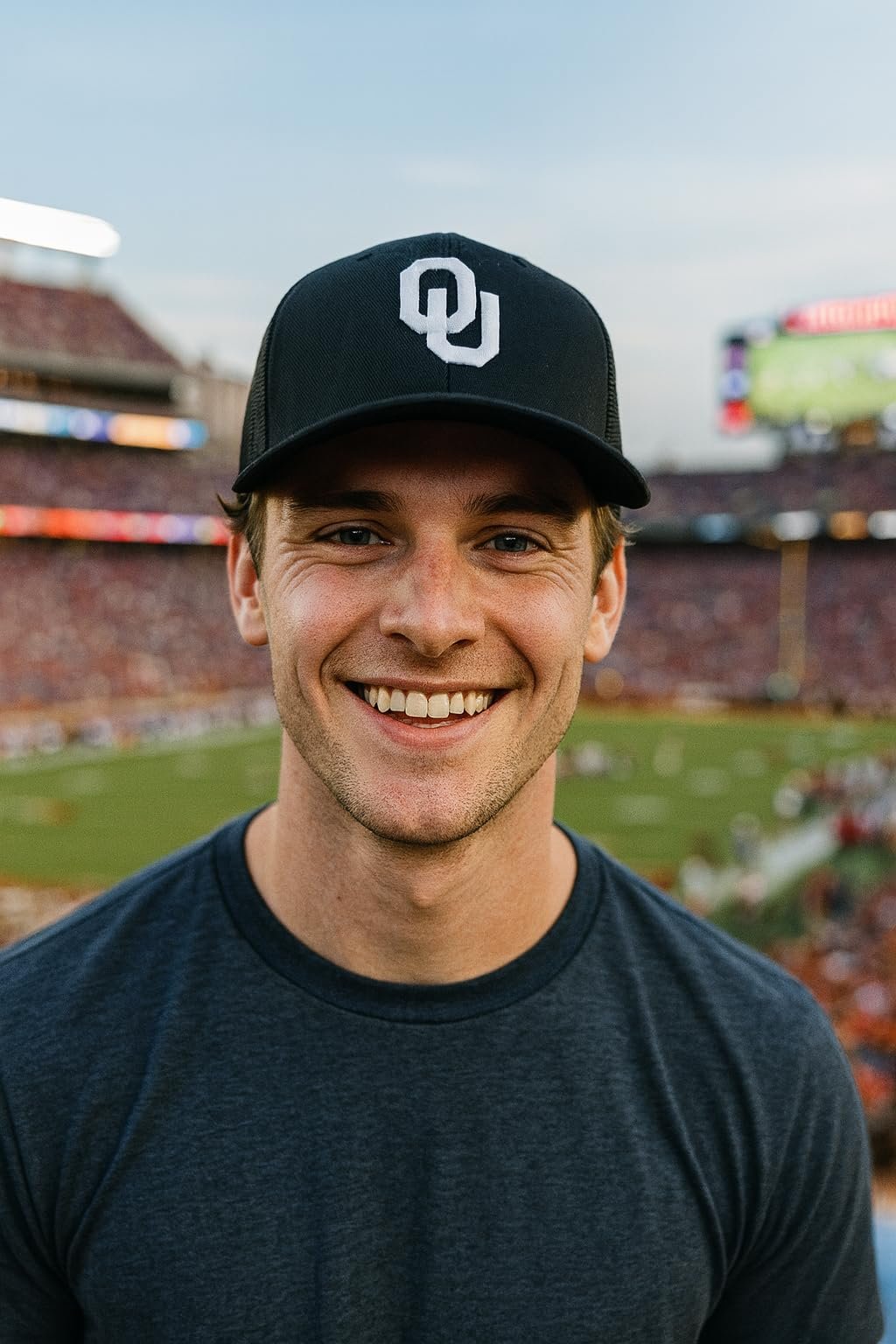 Officially Licensed Oklahoma University Sooners Black Mesh Trucker Hat Classic Team Logo Adjustable Structured Snapback Cap