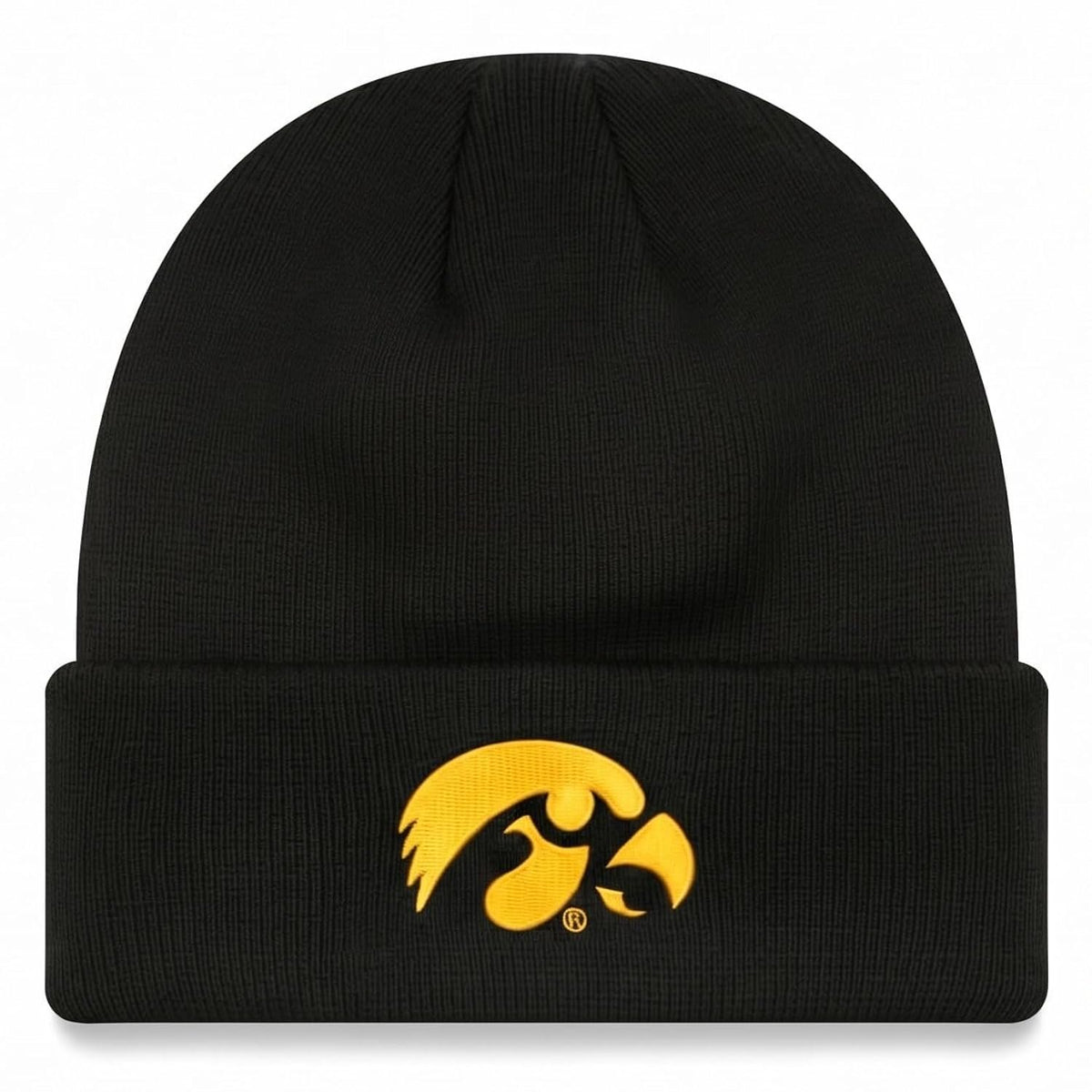 Iowa Hawkeyes Black Cuff Knit Beanie Embroidered Gold Logo Unisex Cap
