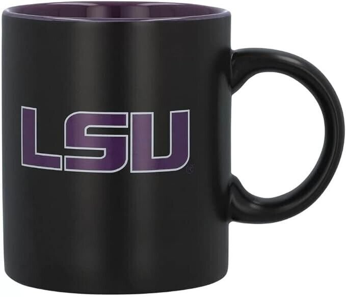 LSU TIGERS MATTE BLACK TWO TONE MUG MVP AUTHENTIC NCAA FOOTBALL TEAM LOGO NEW