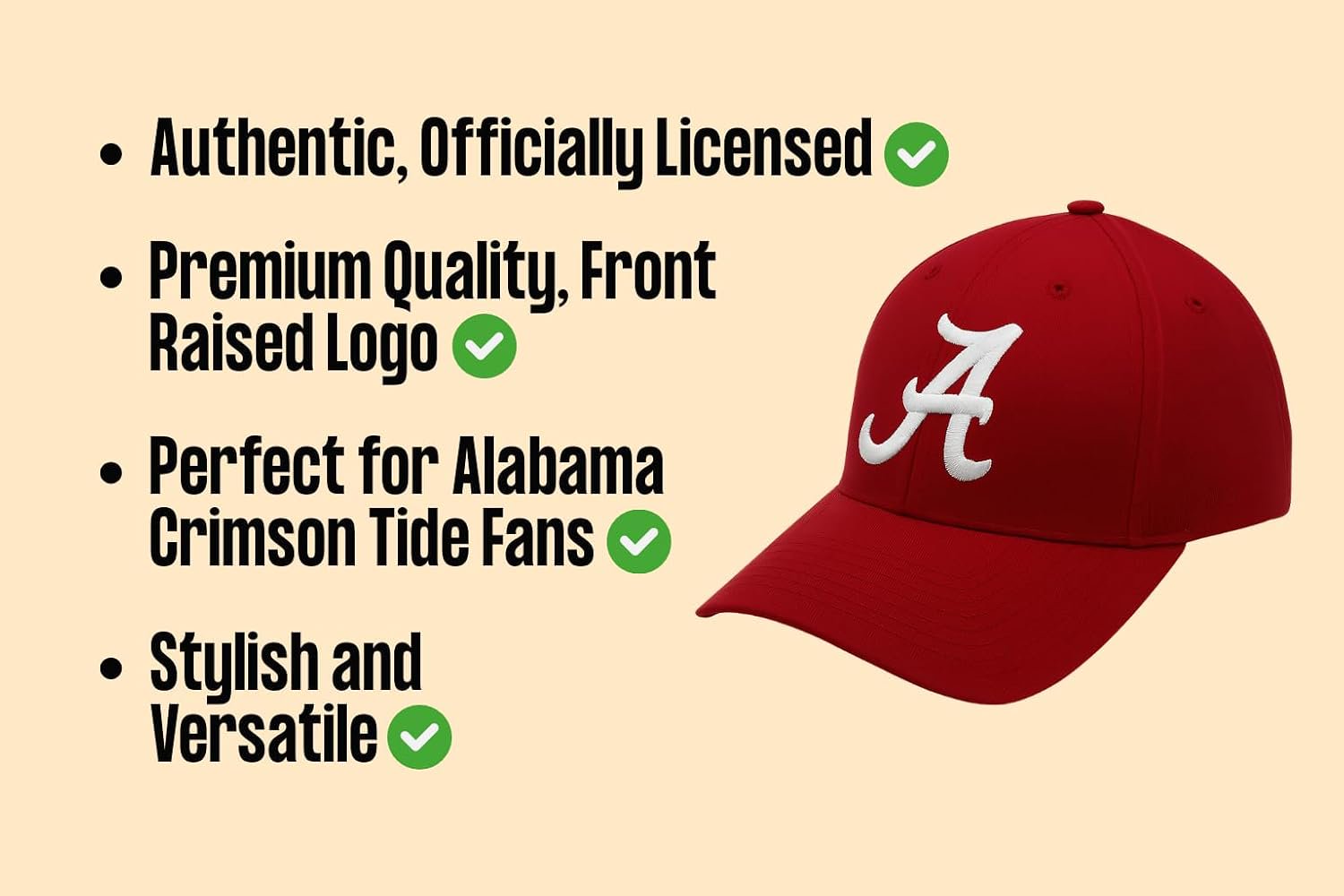 Officially Licensed Alabama University Crimson MVP Hat Classic Team Logo Adjustable Structured Cap
