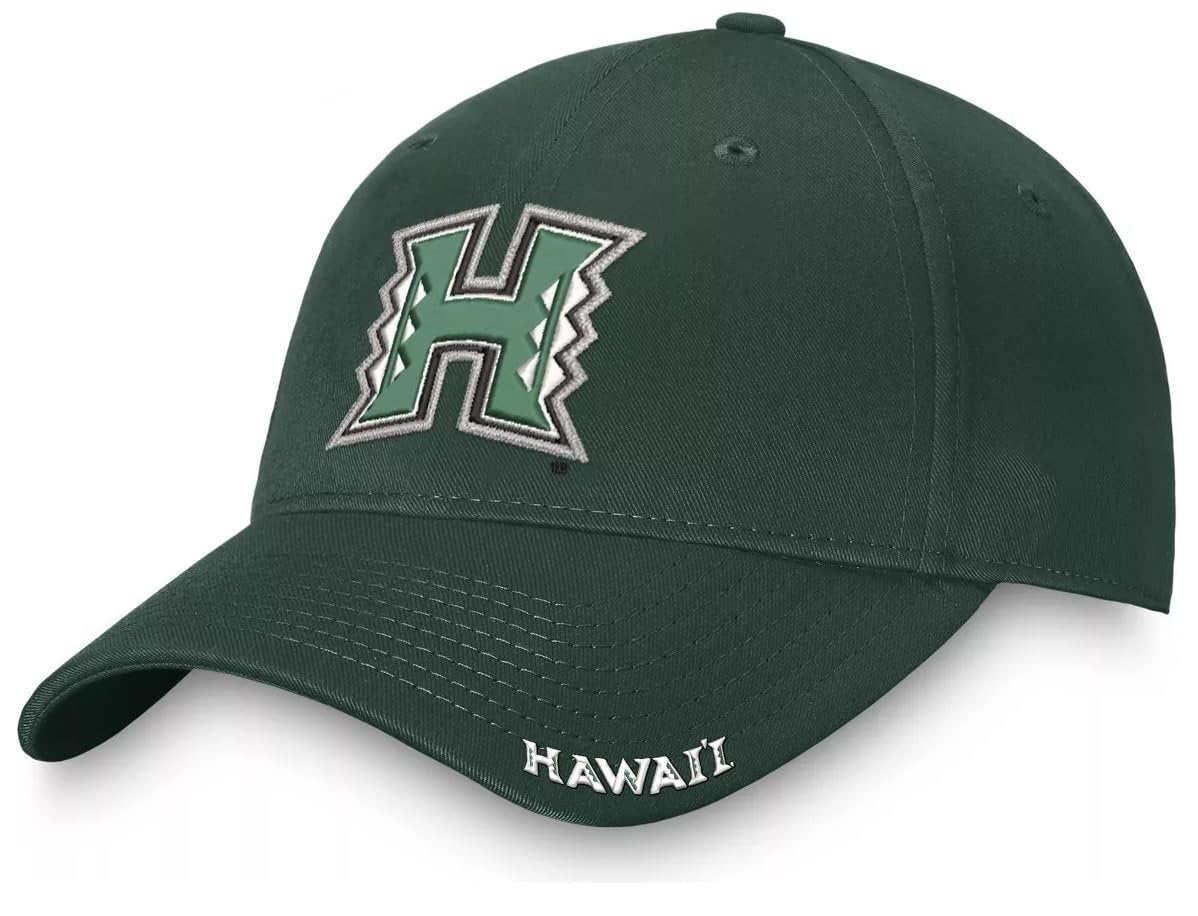 Officially Licensed Hawaii University Classic Edition Hat Adjustable Relaxed Fit Embroidered Team Logo Cap (Green)