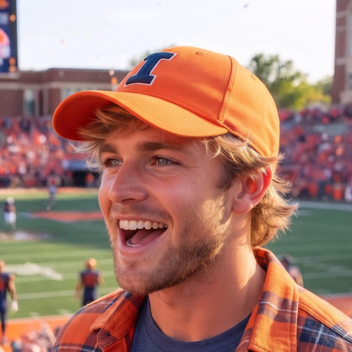 Illinois University Orange MVP Hat with Classic Navy 'I' Logo on Front
