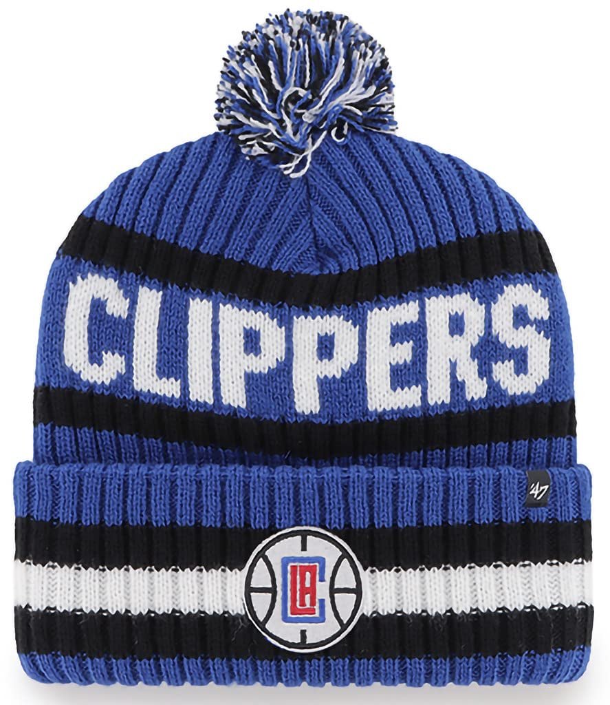 Los Angeles Clippers NBA Unisex-Adult Primary Logo Bering Cuffed Knit Pom Beanie Hat