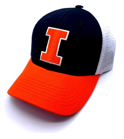 Illinois University Hat Classic Illini Logo Mesh Trucker Adjustable Cap Multicolor