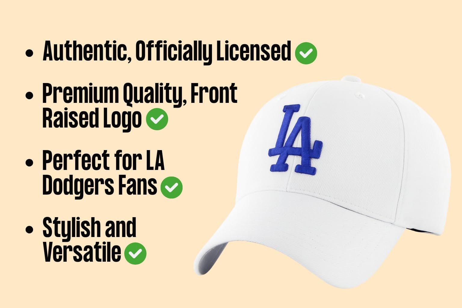 Officially Licensed Los Angeles Dodgers Youth Boys Girls Baseball Hat Classic MVP White/Blue Adjustable LA Embroidered Team Logo Kids Sports Cap