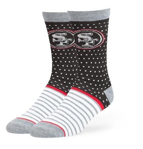 SAN FRANCISCO 49ERS CREW SOCKS LARGE UNISEX AUTHENTIC NFL FOOTBALL TEAM NEW