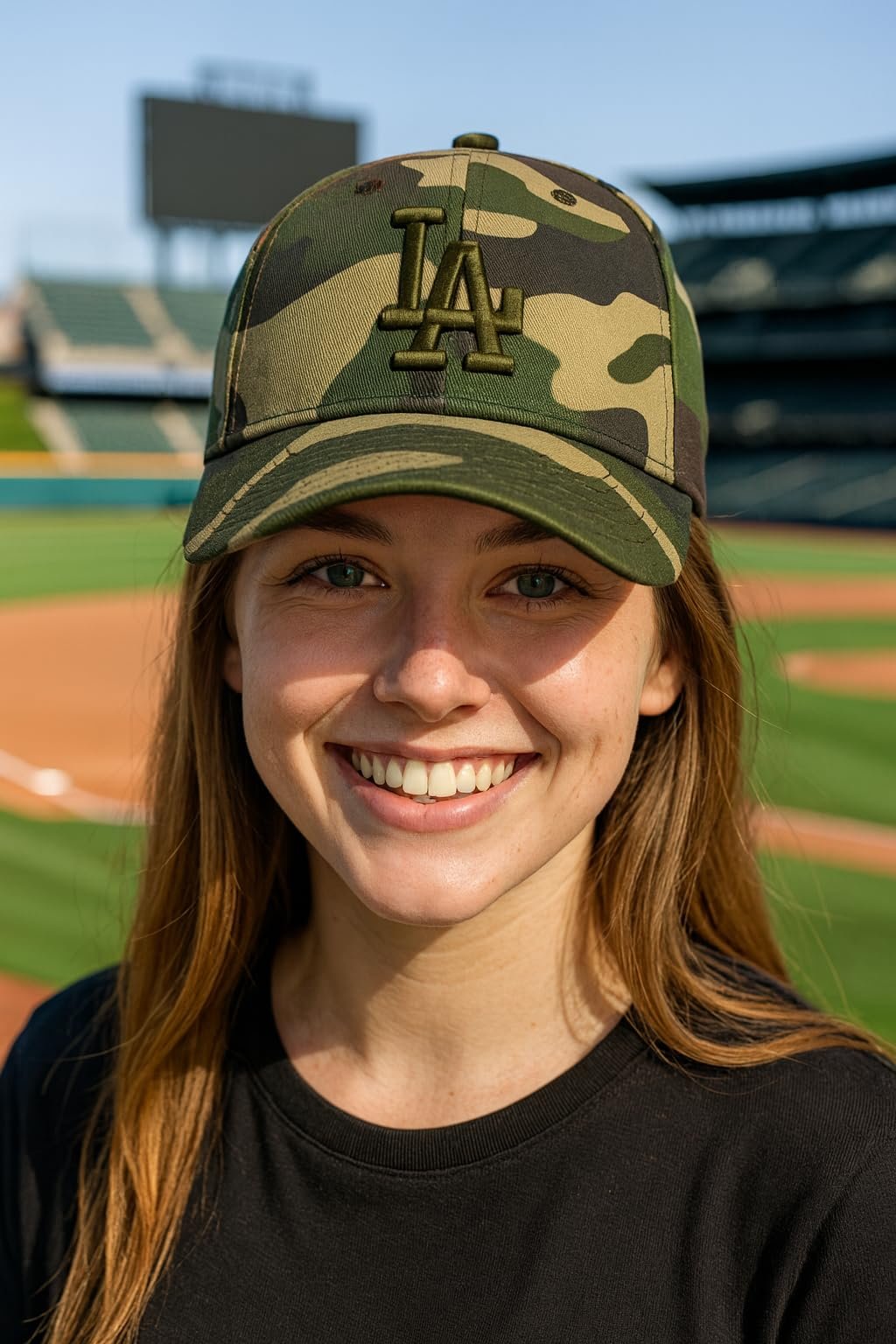 Officially Licensed Los Angeles Dodgers Baseball Camouflage Hat Classic LA Blue Team Logo Adjustable MVP Structured Embroidered Cap